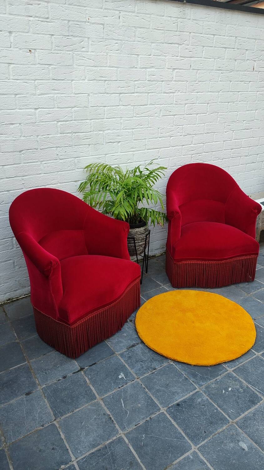 2 velvet toad armchairs