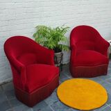 2 velvet toad armchairs