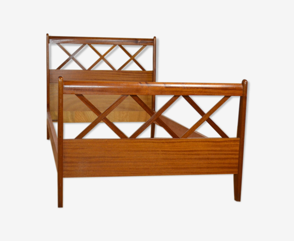 Lit vintage design scandinave en teck & merisier 1960