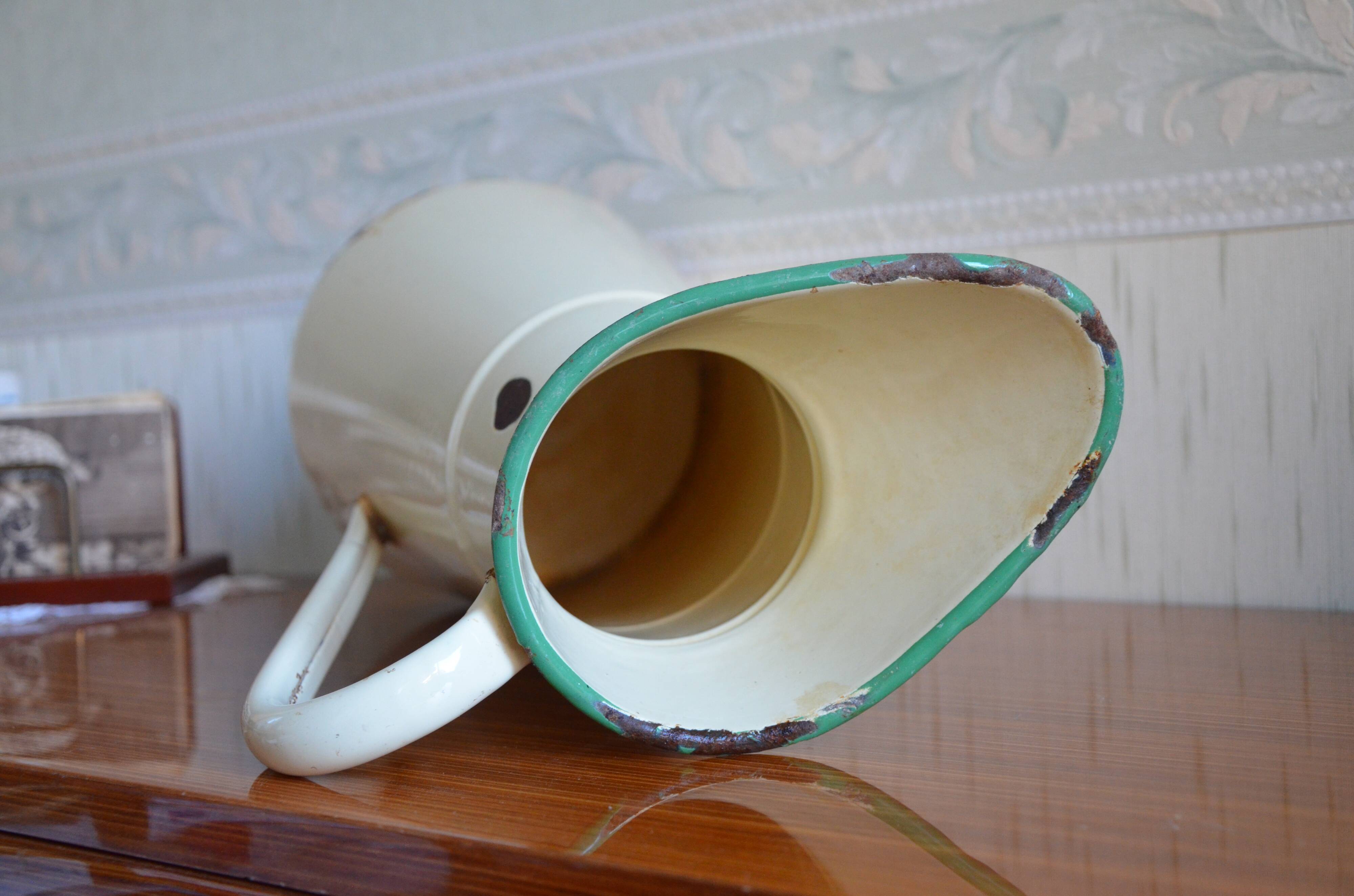 Vintage cream enamelled broc