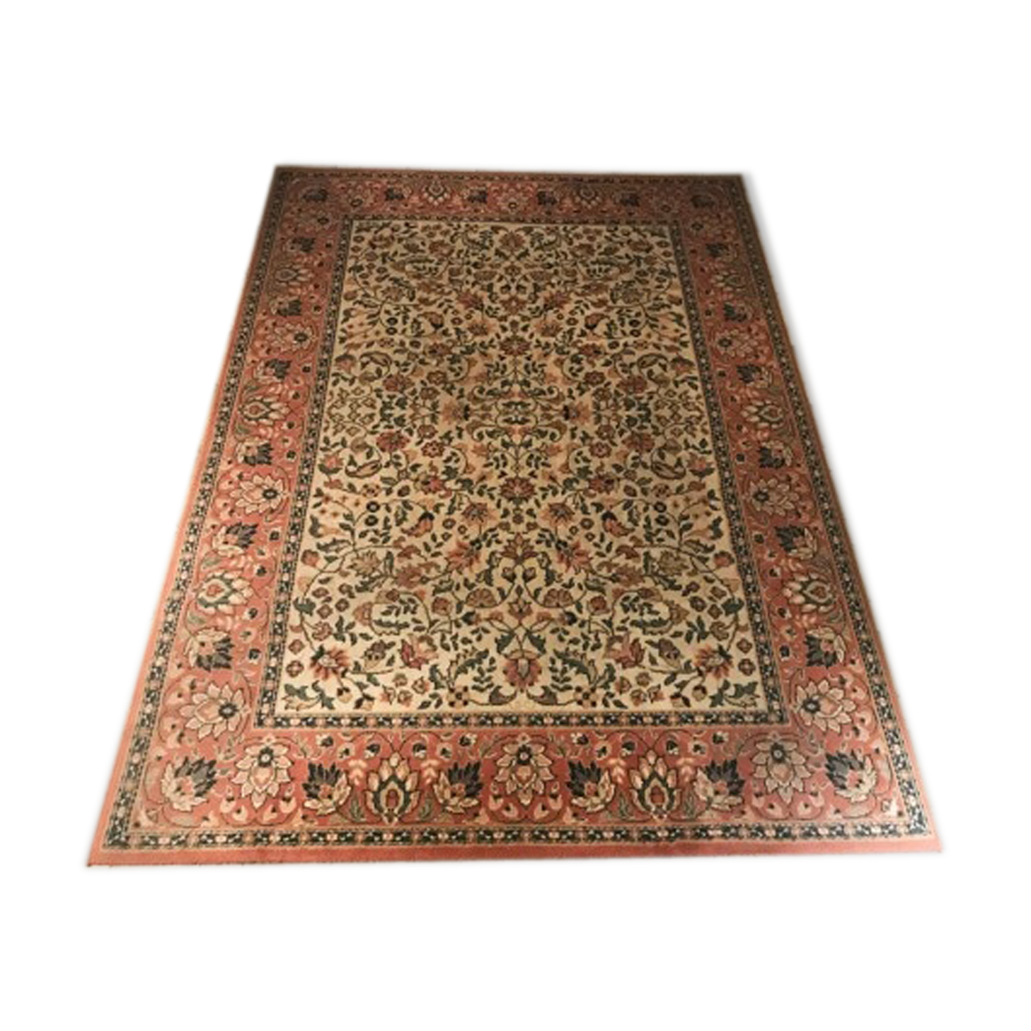 Pink and beige vintage carpet (198 x 286 cm)