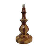 Turned wooden lamp and vintage wood inlay