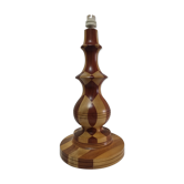 Turned wooden lamp and vintage wood inlay