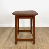Ancien tabouret massif en bois chocolat