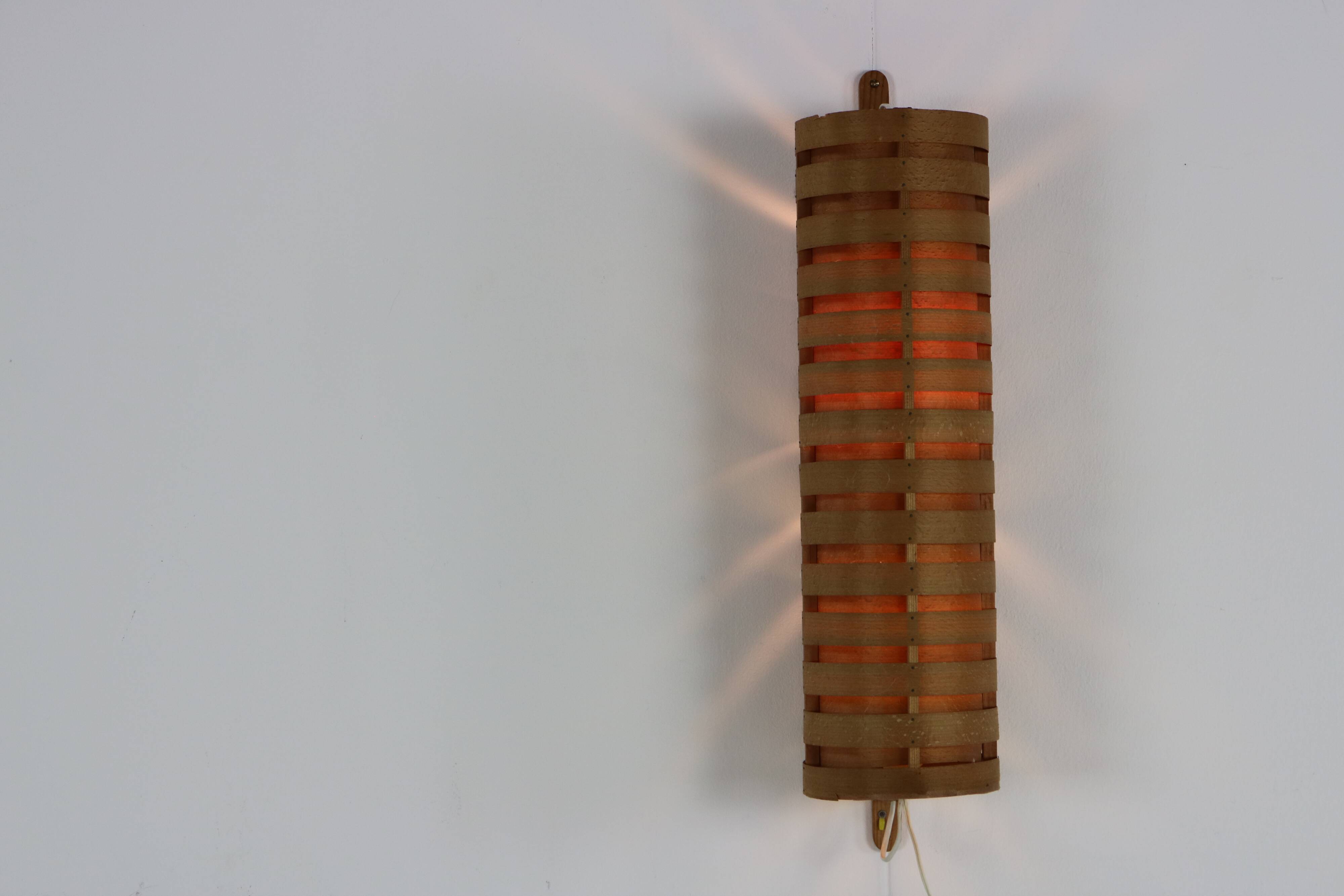 Swedish design pine veneer wall sonce by Hans Agne Jakobsson for Ellysett