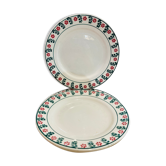 4 plates ceranord saint amand france has red and green flowers-retro-vintage