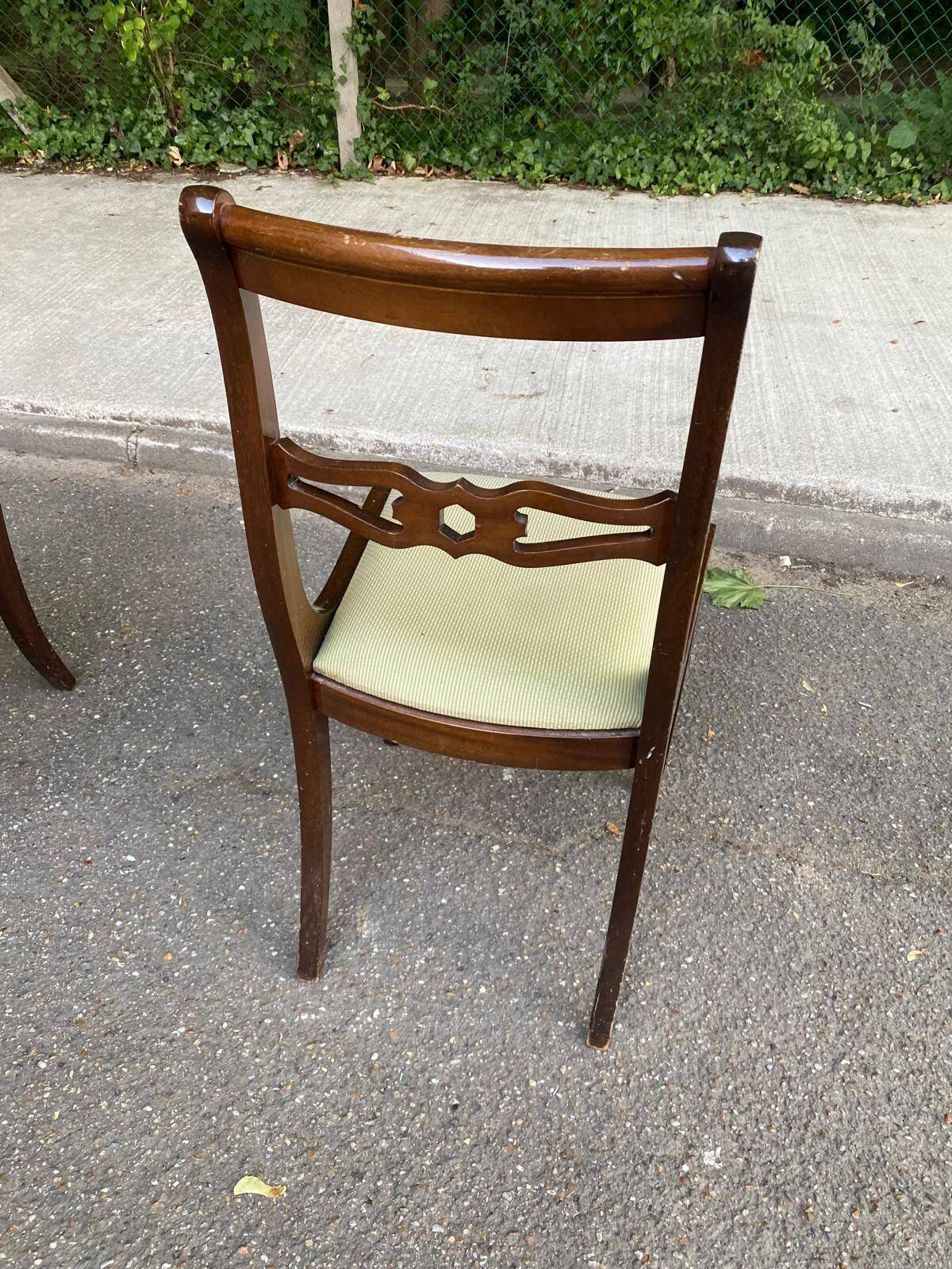 2 solid mahogany and beige fabric chairs, Louis Philippe style