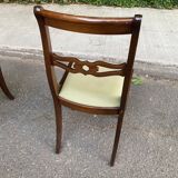 2 solid mahogany and beige fabric chairs, Louis Philippe style