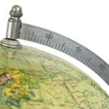 Vintage globe with compass on oak base from the 1940s