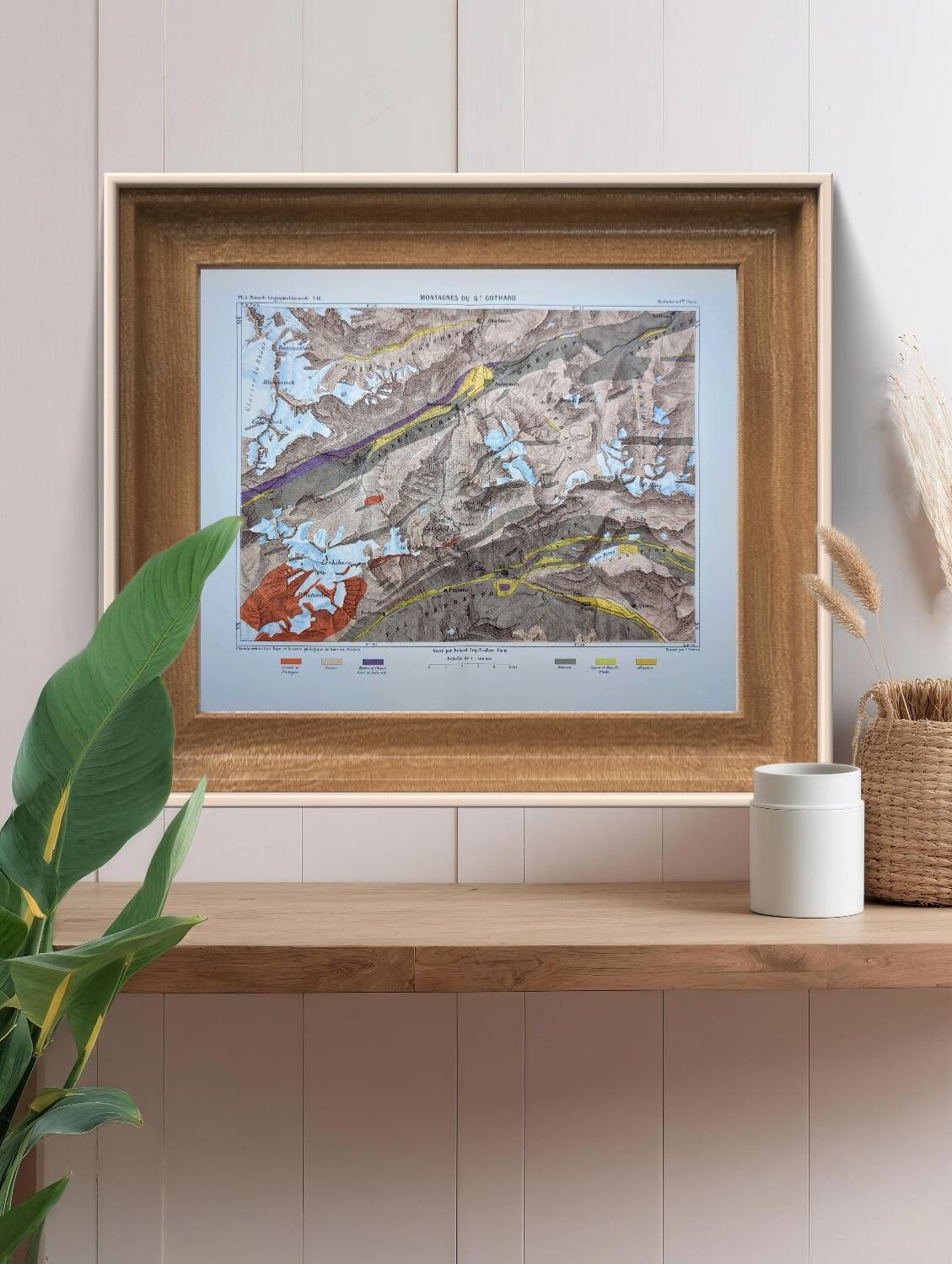 The Saint-Gothard, Switzerland, original map printed in 1878