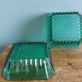 Emerald green glass ramekins Arcoroc, crystal glassware from Arques.