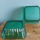 Emerald green glass ramekins Arcoroc, crystal glassware from Arques.