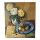 Fleurs et fruits, huile sur toile signée 1970