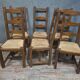 Set of six rustic chairs in natural wood, regional French craftsmanship.