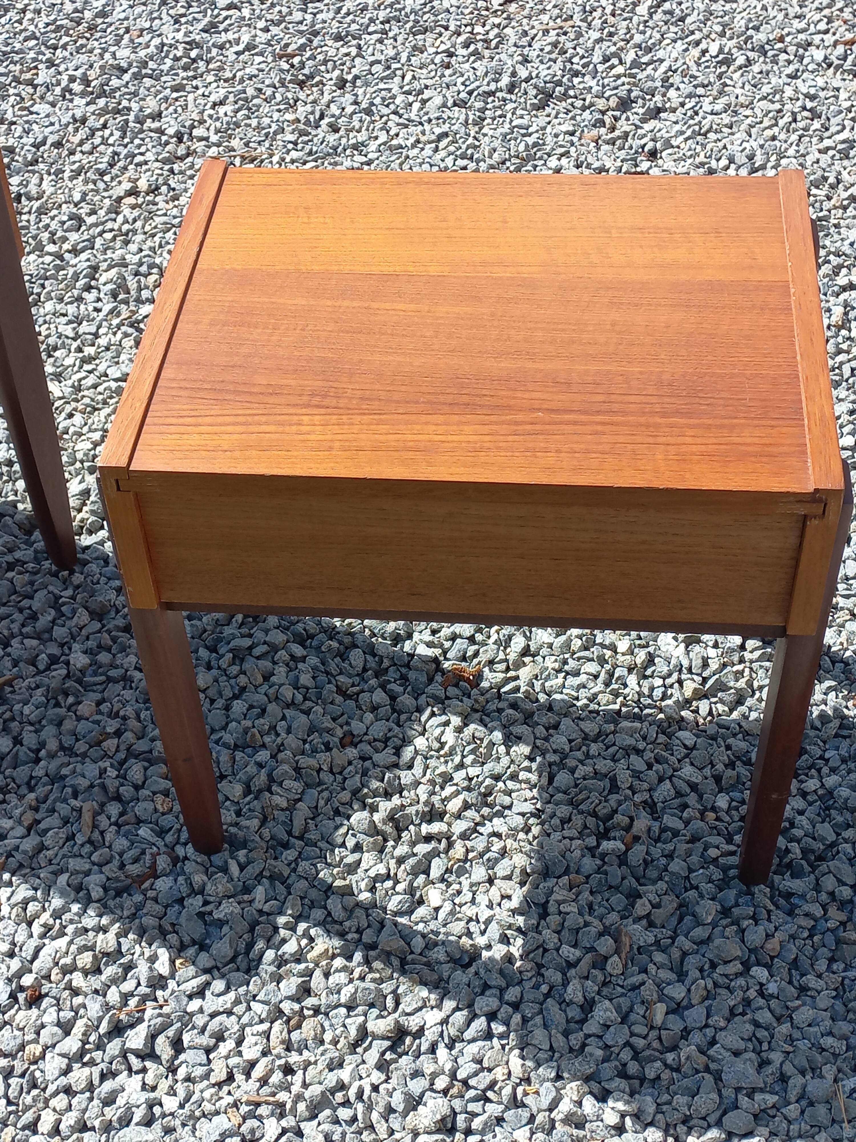 Pair of Scandinavian-style teak bedside tables from the 1970s.