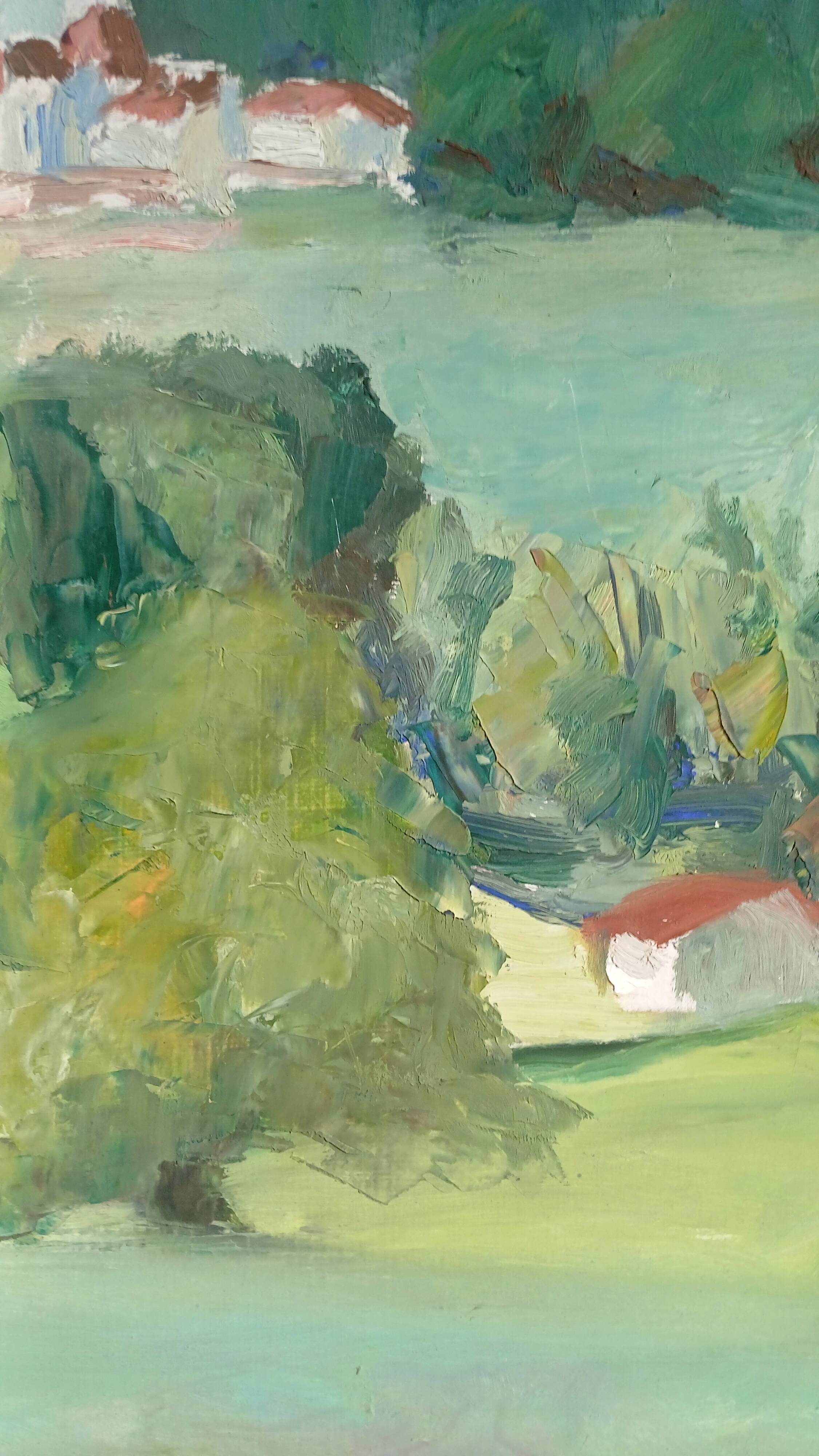 Huile sur bois post-impressionniste encadrée