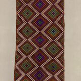 Large Vintage Turkish Kilim Rug 354x178 cm Wool Jajim Kelim