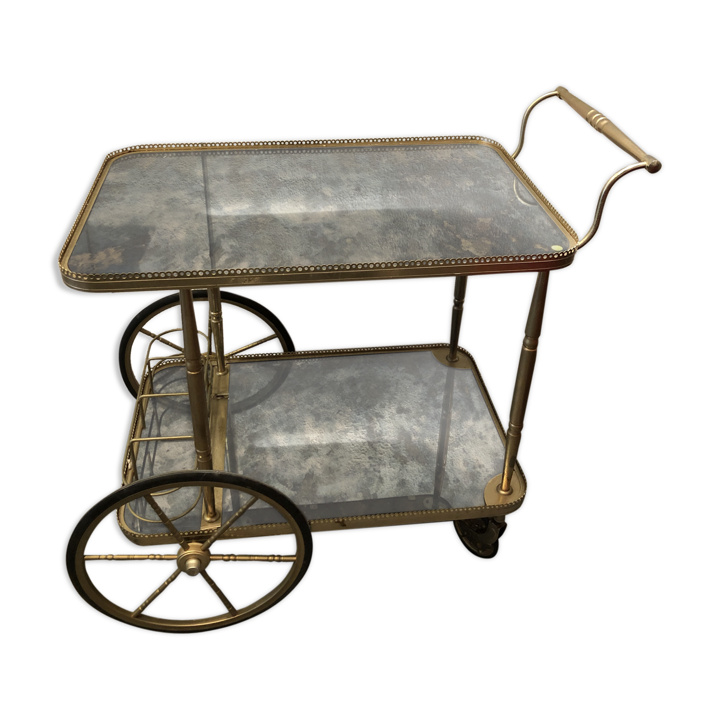 Desserte bar rolling 1960 eglomised glass