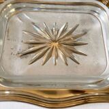 Old silver metal butter dish with fish lid