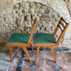 Vintage chairs 1950s/60s wood seat duck green fabric
