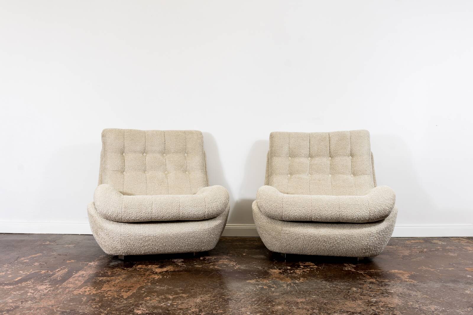 Customizable Space Age Living Room Set Atlantis in Beige Boucle 1970's, Czechoslovakia