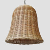 Led rattan pendant lamp with bell lampshade