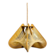 Wood and straw Japandi style hanging lamp