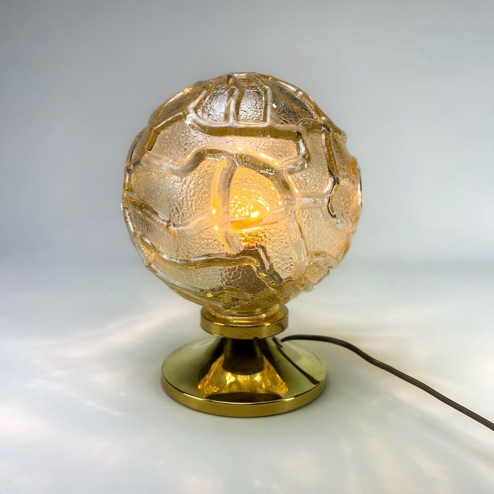 Glass and brass globe lamp Wortmann & Filz 60s