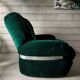 Pair of vintage armchairs in green velvet foret and chrome