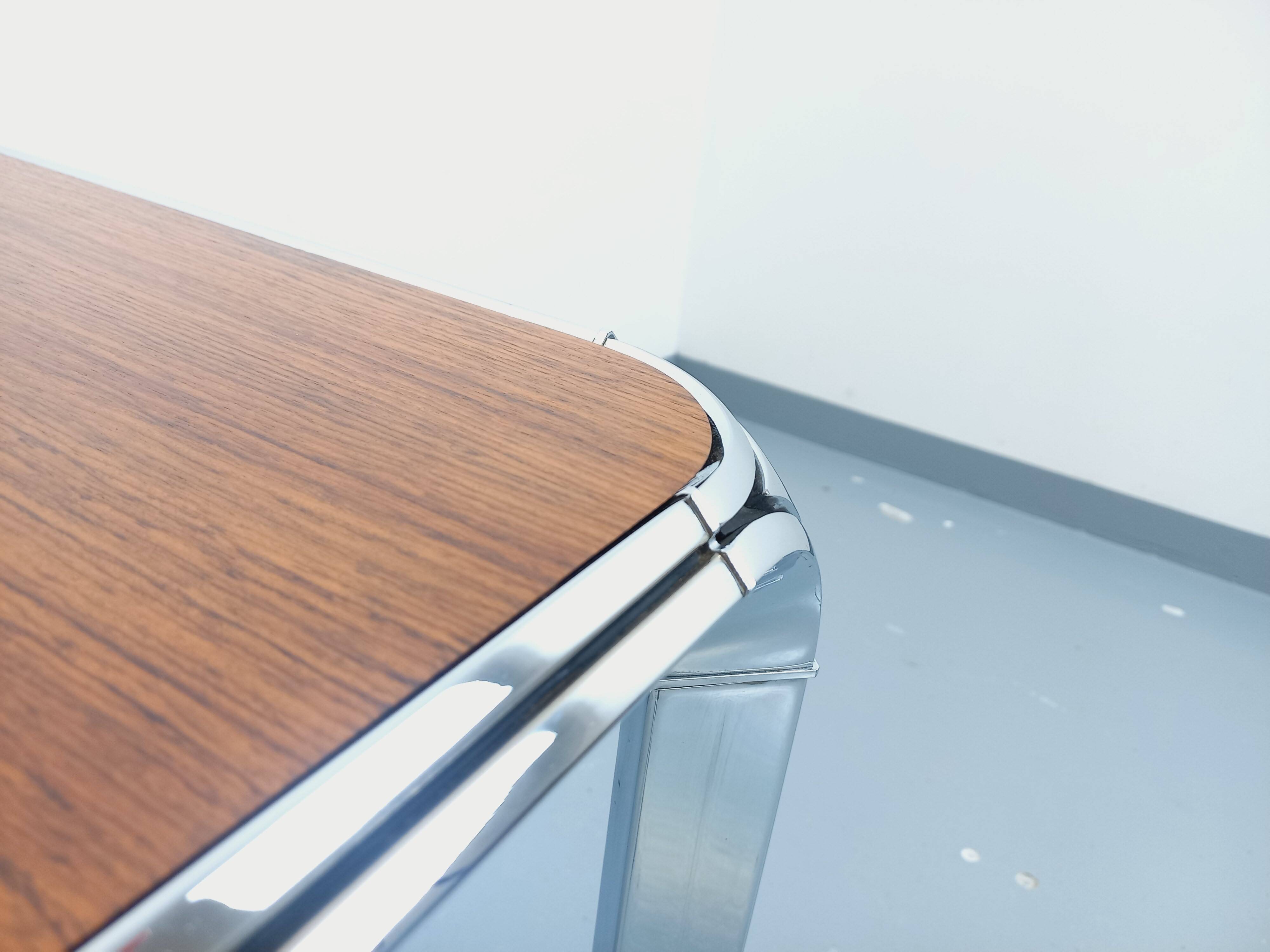 Pierre Paulin vintage square dining table in rosewood and metal