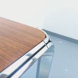 Pierre Paulin vintage square dining table in rosewood and metal