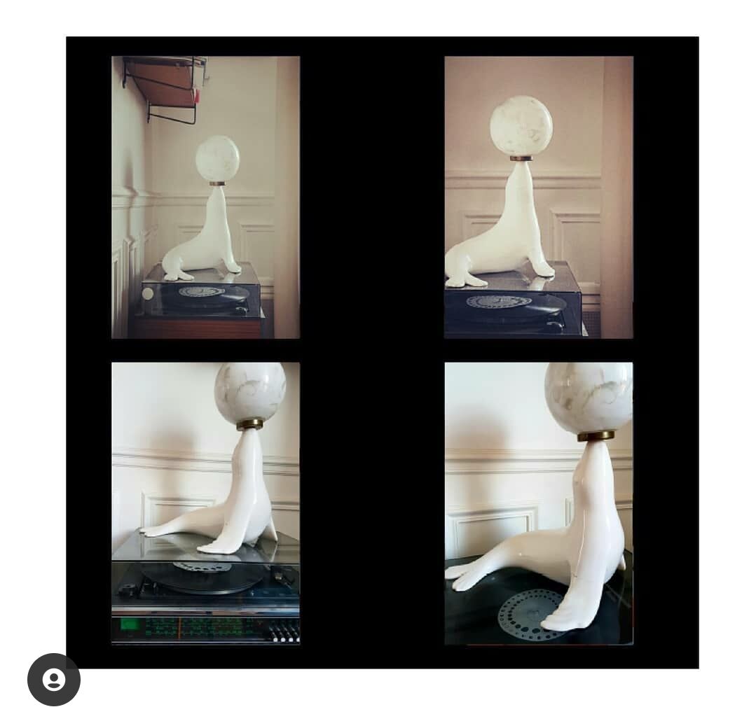 Vintage sea lion lamp