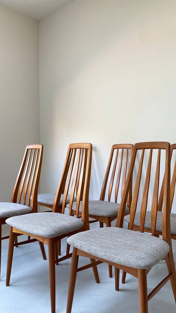 Six Vintage Wooden Dining Chairs Danish From Koefoed Hornslet
