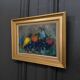 Oil on cardboard still life with fruits 1970 golden frame