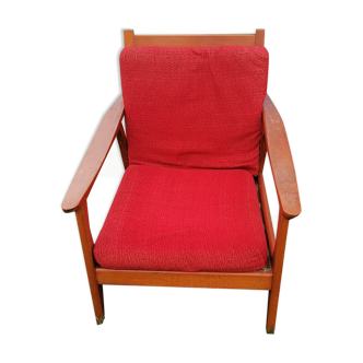 Fauteuil 1950 style teck scandinave origine