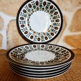 6 walnut model flat plates by Boch