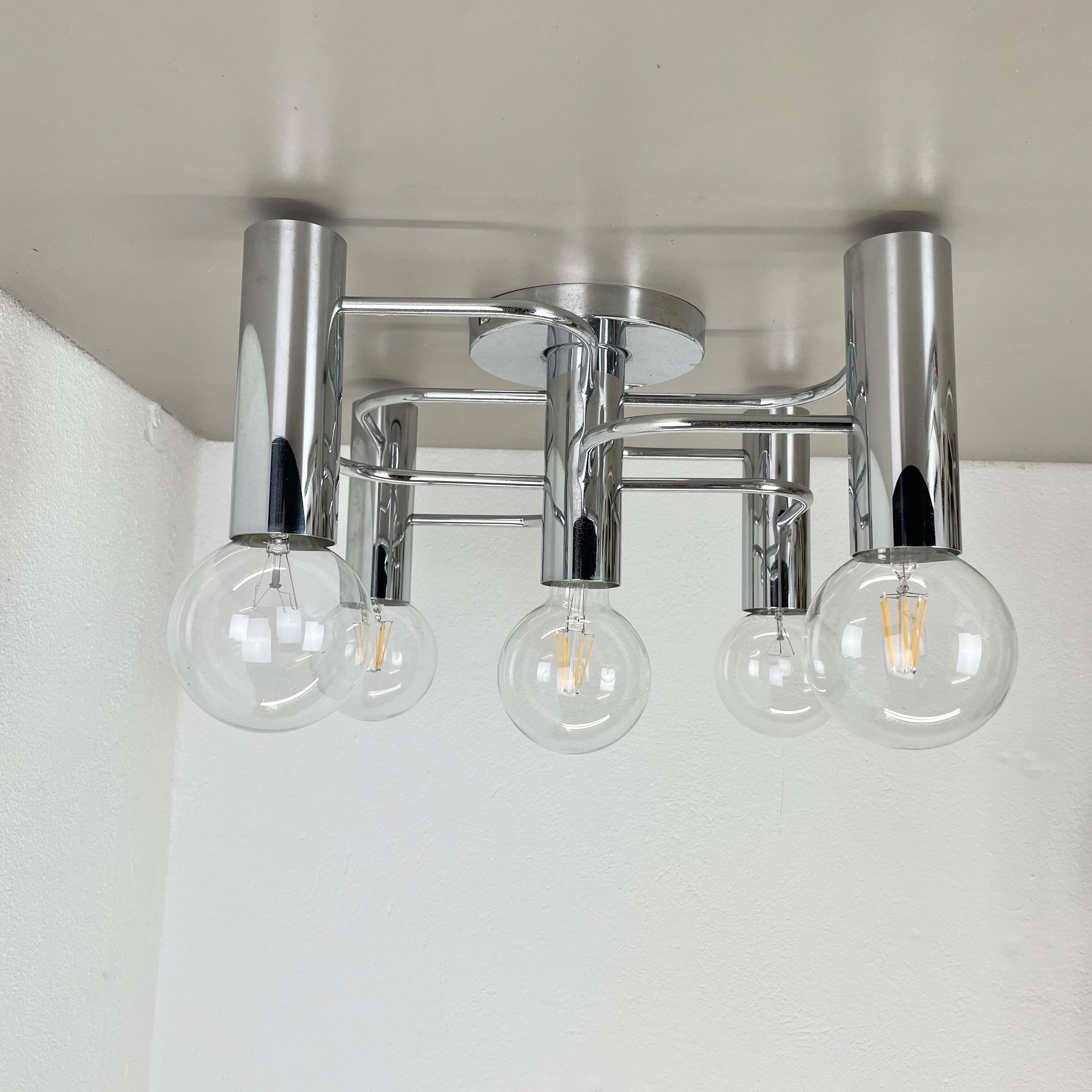 Beautiful 5-light sciolari ceiling light sconces by leola leuchten germany 1970s