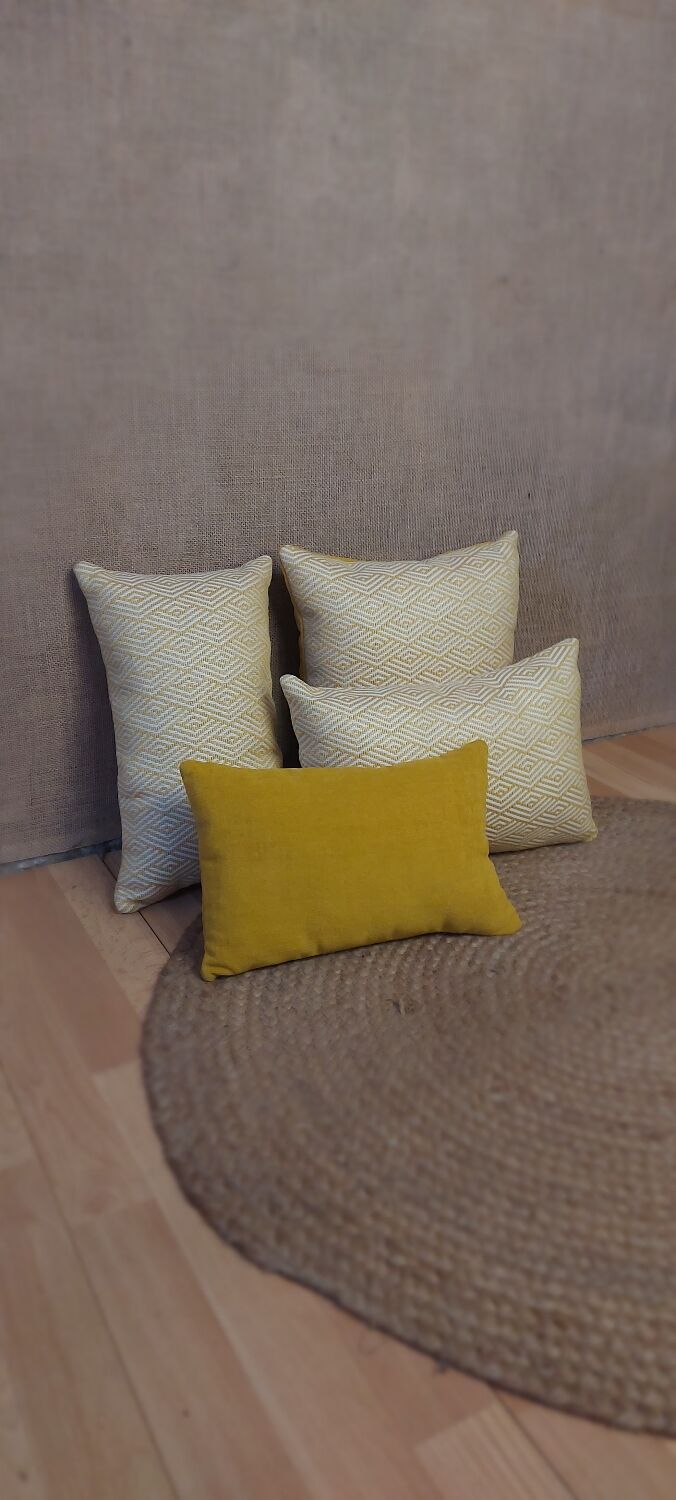 Set of yellow mustard cushions