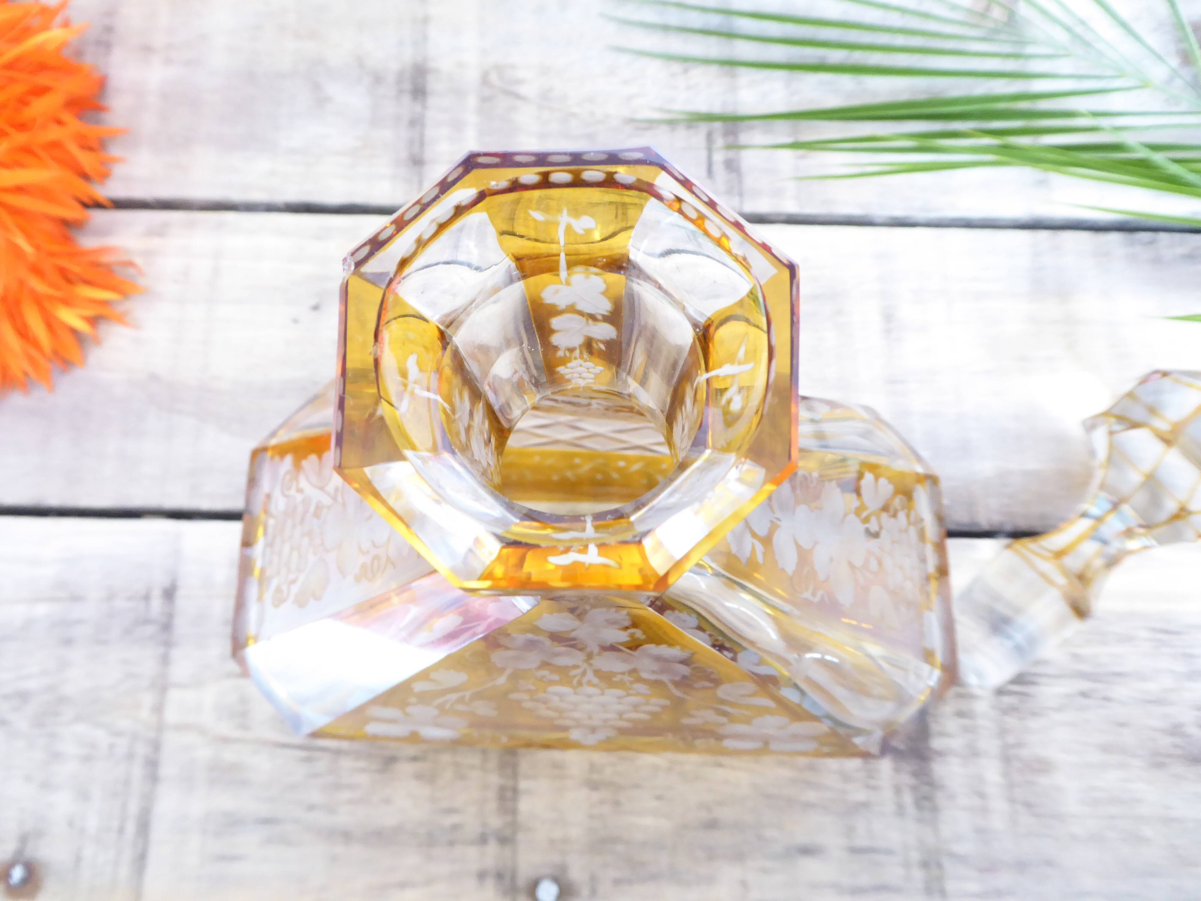 Engraved and cut crystal decanter
