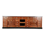 Grand comptoir d’apothicaire Art déco antique en acajou et comptoir de pharmacie en marbre noir, 1909