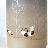 Vintage ceramic and painted silk lamp