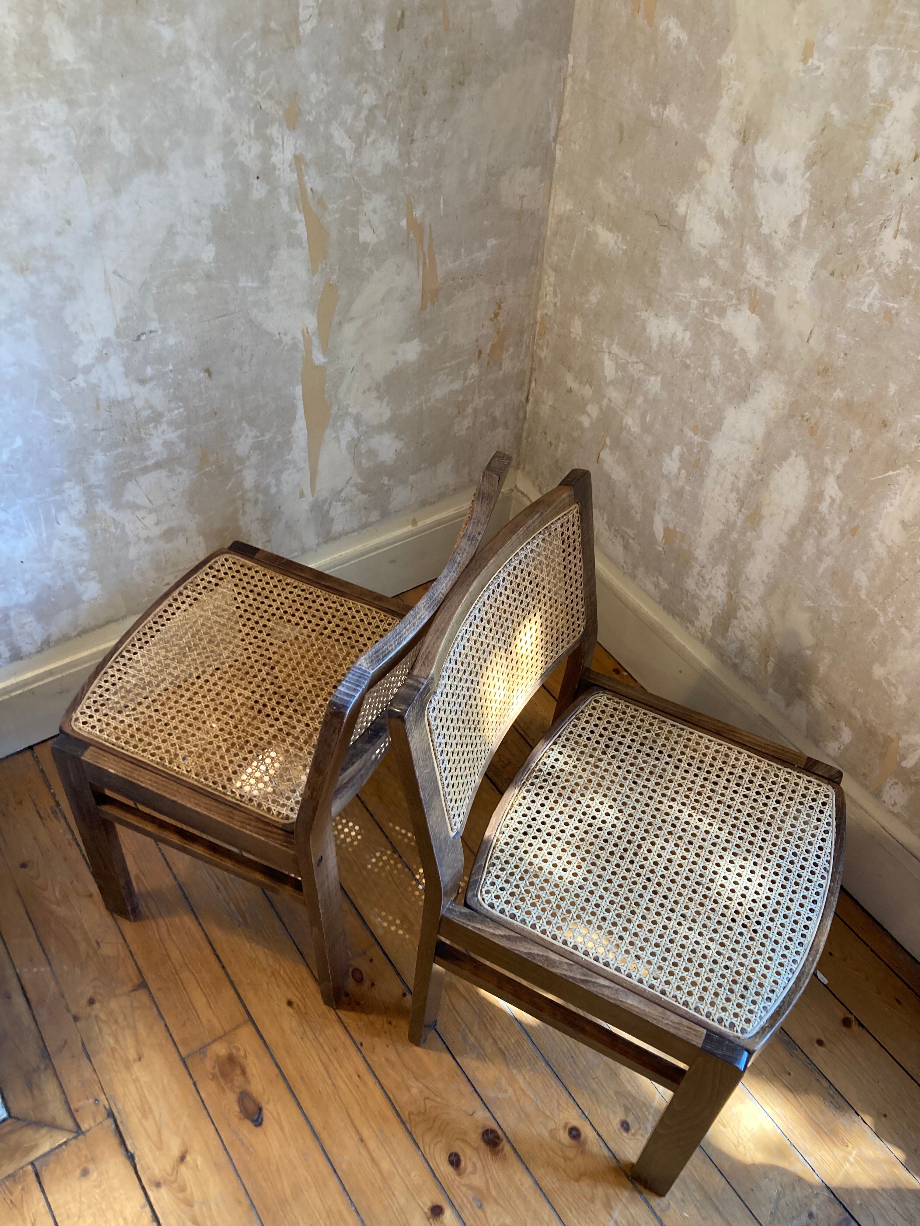 Pair of Baumann chairs canned