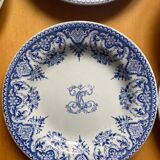 Gien - sublime set of old plates monogram C