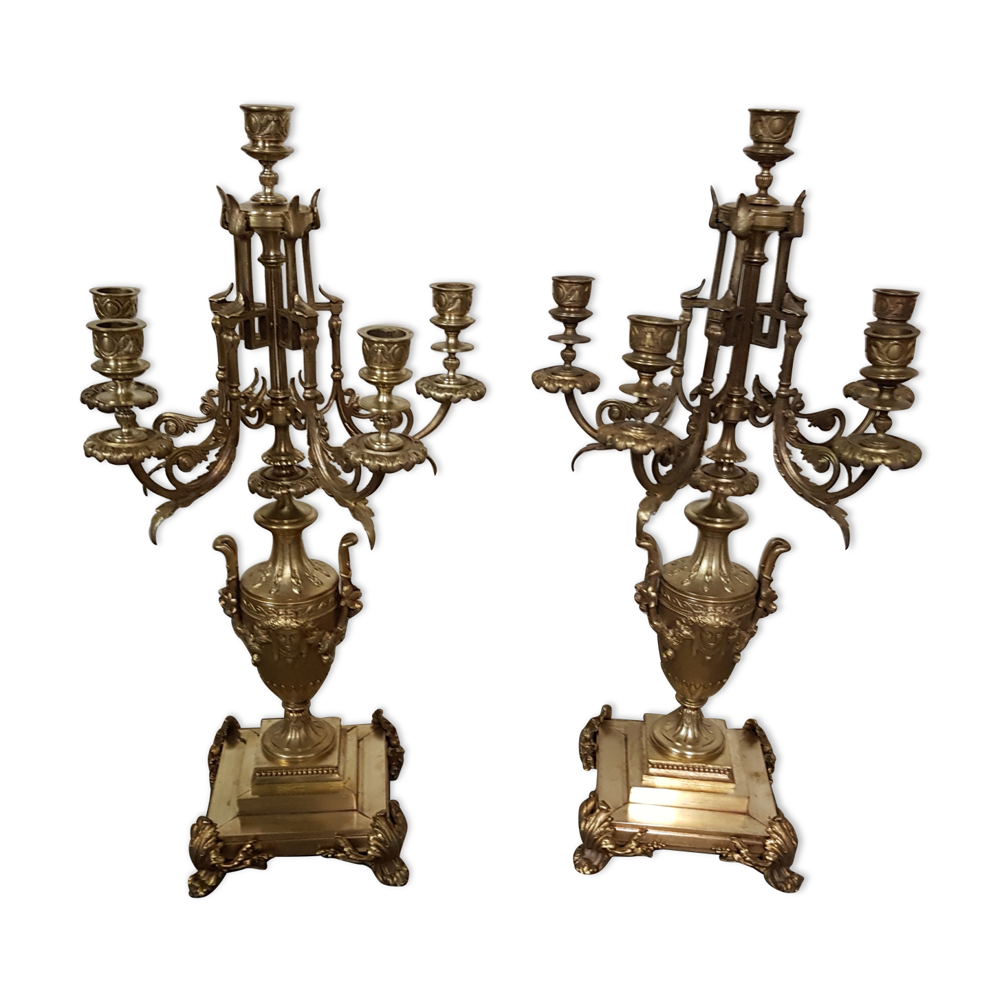 A pair of candle holders