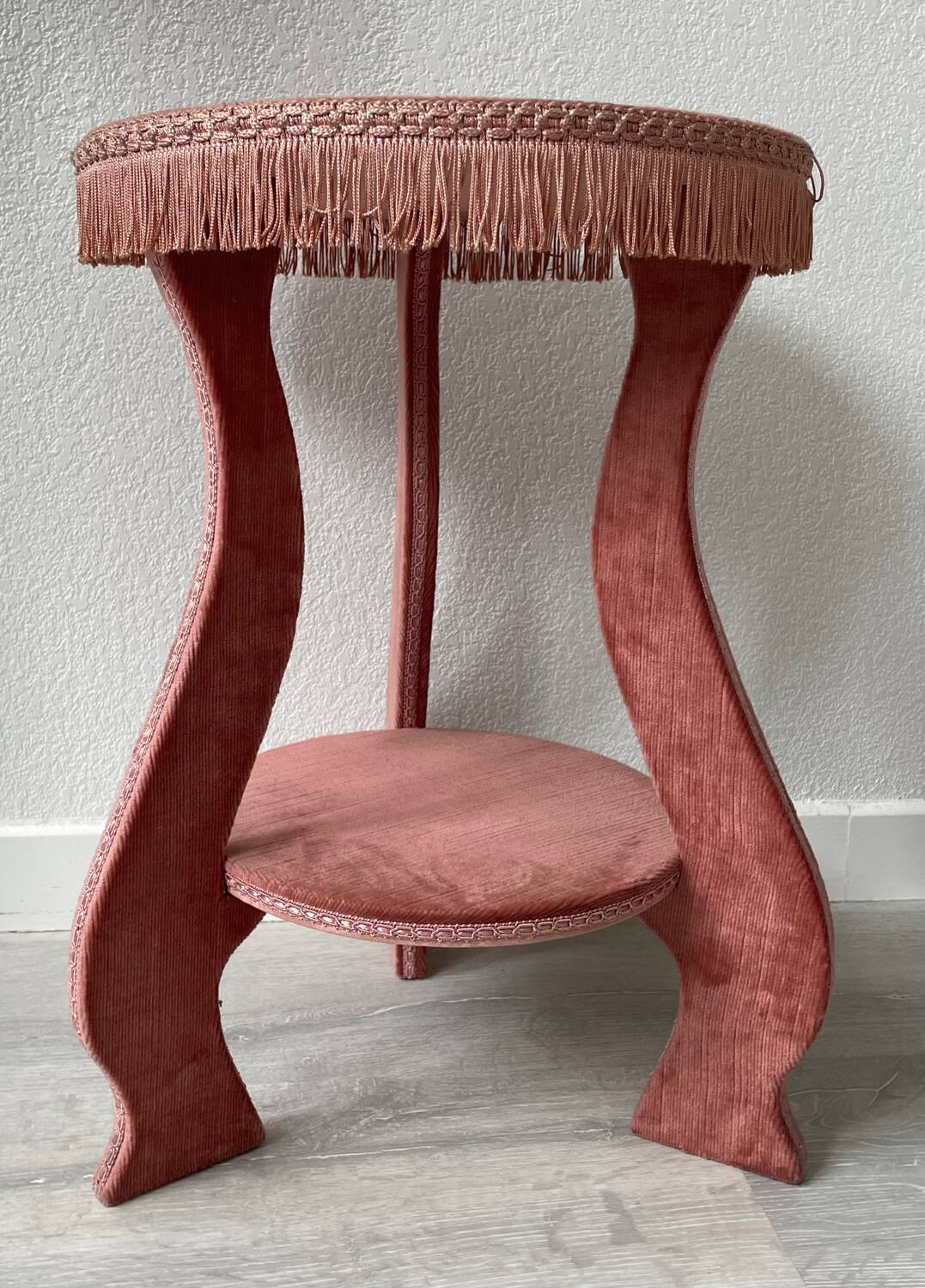 Vintage 80s velvet side table