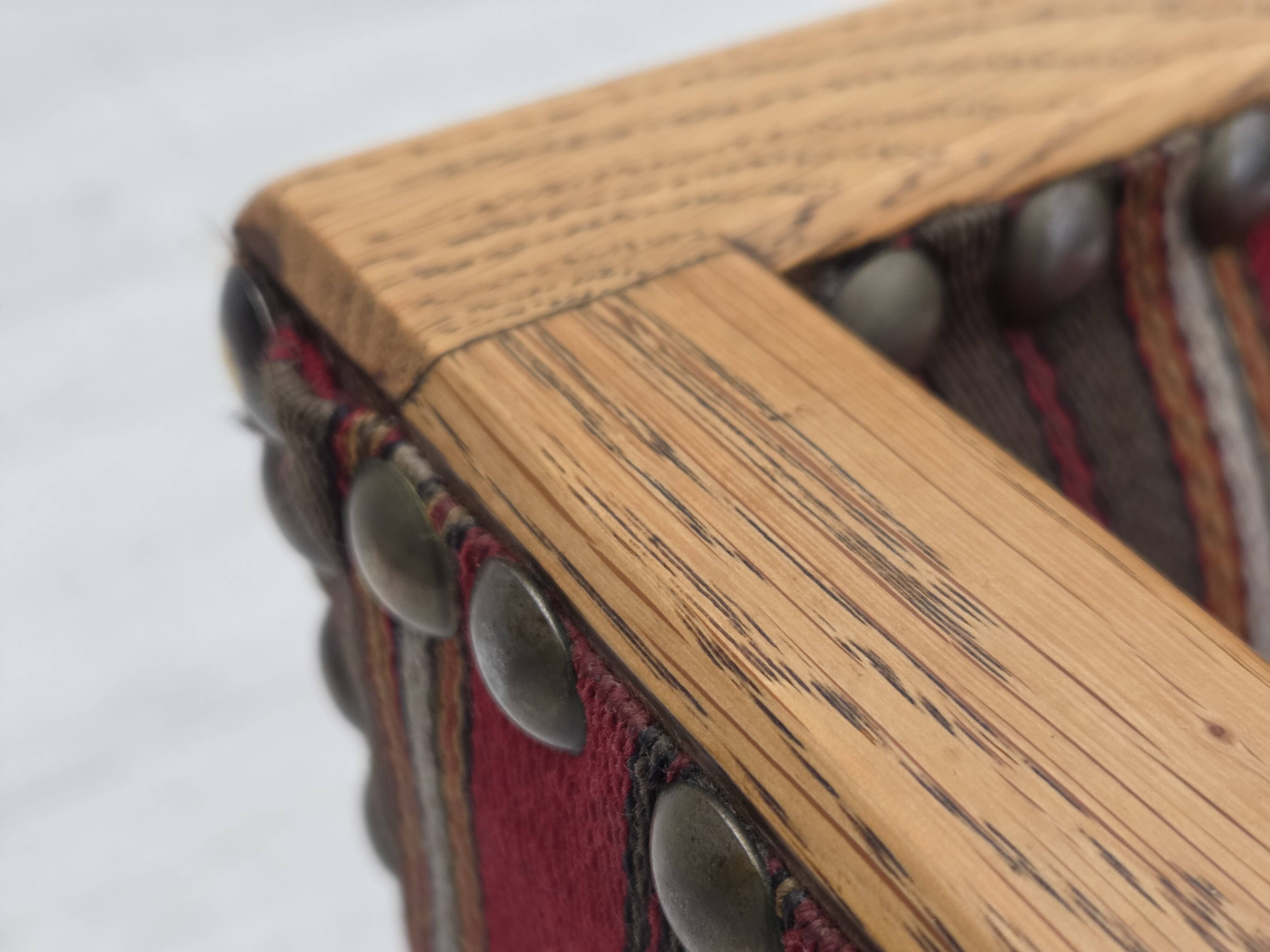 1960s, Danish 2-seater sofa, original condition, furniture wool, oak wood.