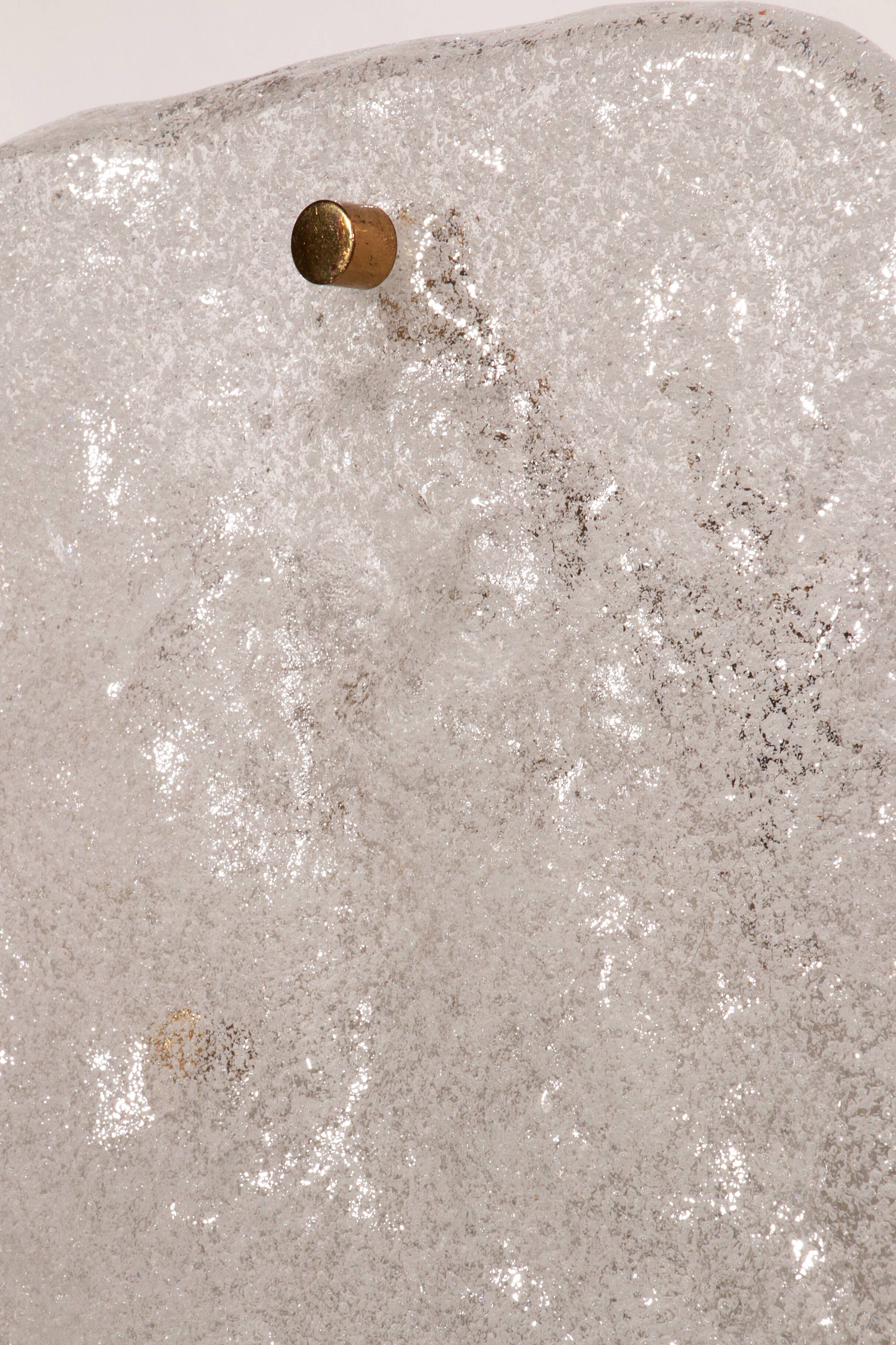 J.T. Kalmar Midcentury Ice Glass Wall Sconces Austria 1960