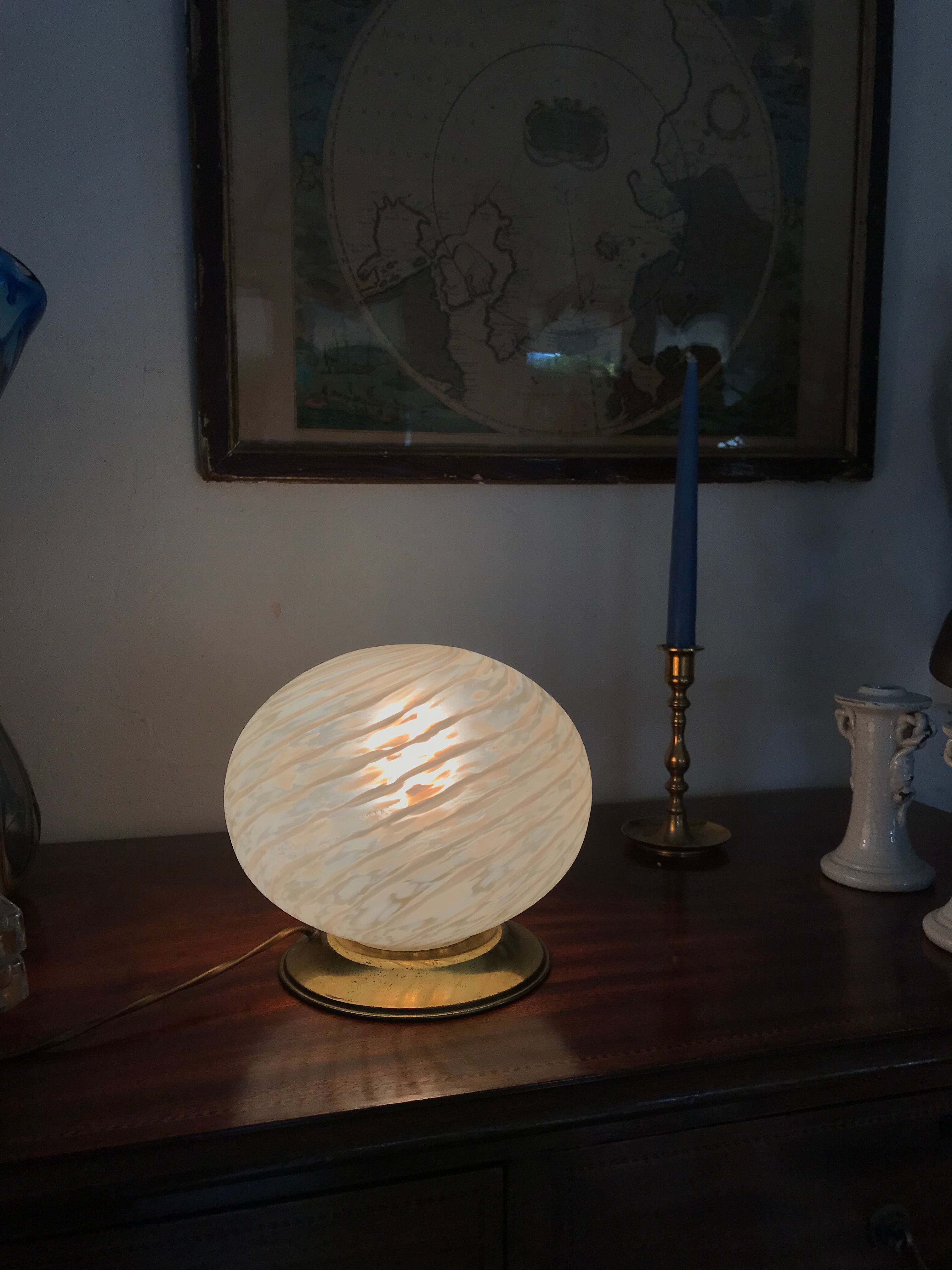 Lampe laiton et verre de Murano vintage