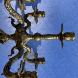 Pair of bronze cherub candlesticks 19th