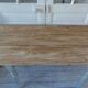 Vintage farm table, base and belt re-enchanted in verdigris, wooden top.